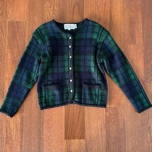 Vintage Tartan Plaid Cropped Cardigan Sweater by Tally Ho